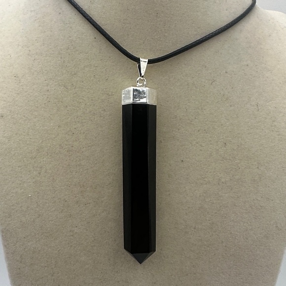 None Jewelry - Black Obsidian Point on Rope